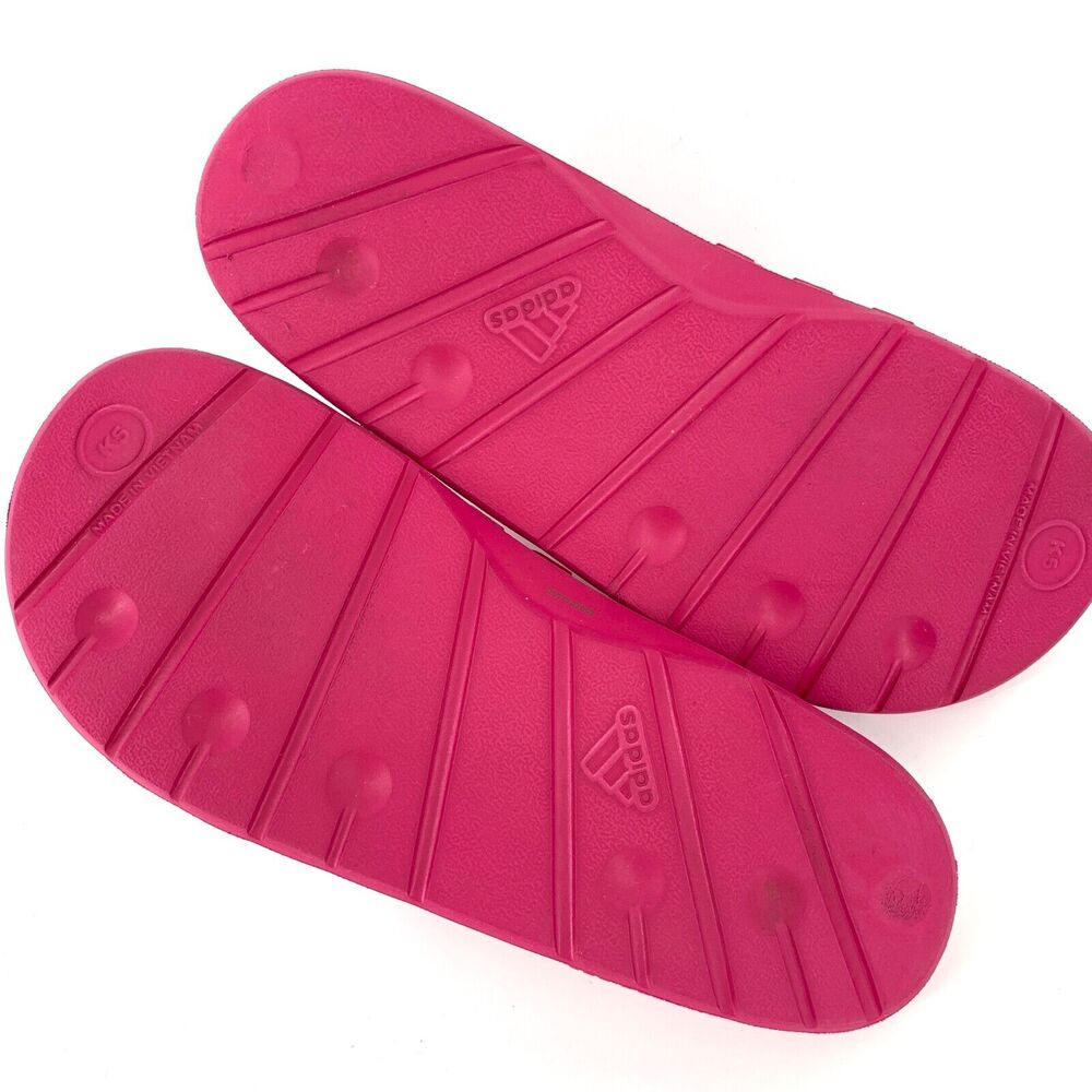 Adidas Adilette Slides Slip-on Youth Size 5 Pink White - Picture 5 of 8